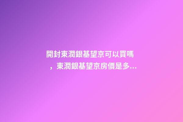 開封東潤銀基望京可以買嗎，東潤銀基望京房價是多少？